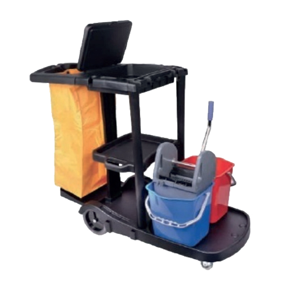 EKKA JANITOR CART TROLLEY C/W DOUBLE BUCKET